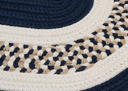 Flowers Bay Navy Outdoor Braided Oval Rugs
