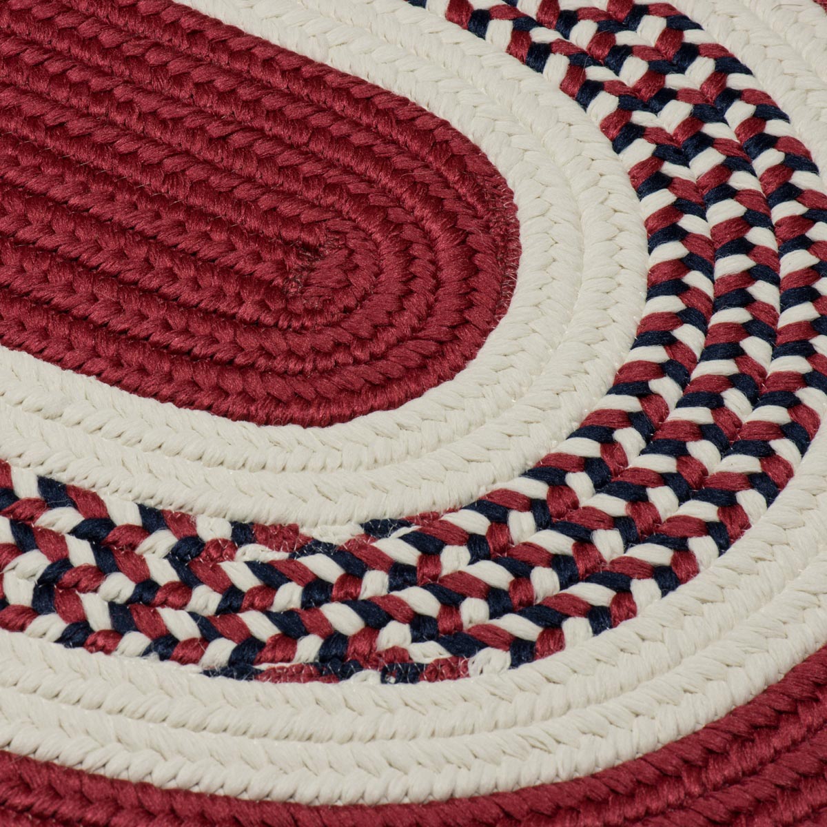 Flowers Bay Patriot Red Outdoor Braided Oval Rugs