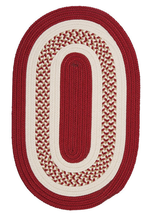 Flowers Bay Red Outdoor Braided Oval Rugs
