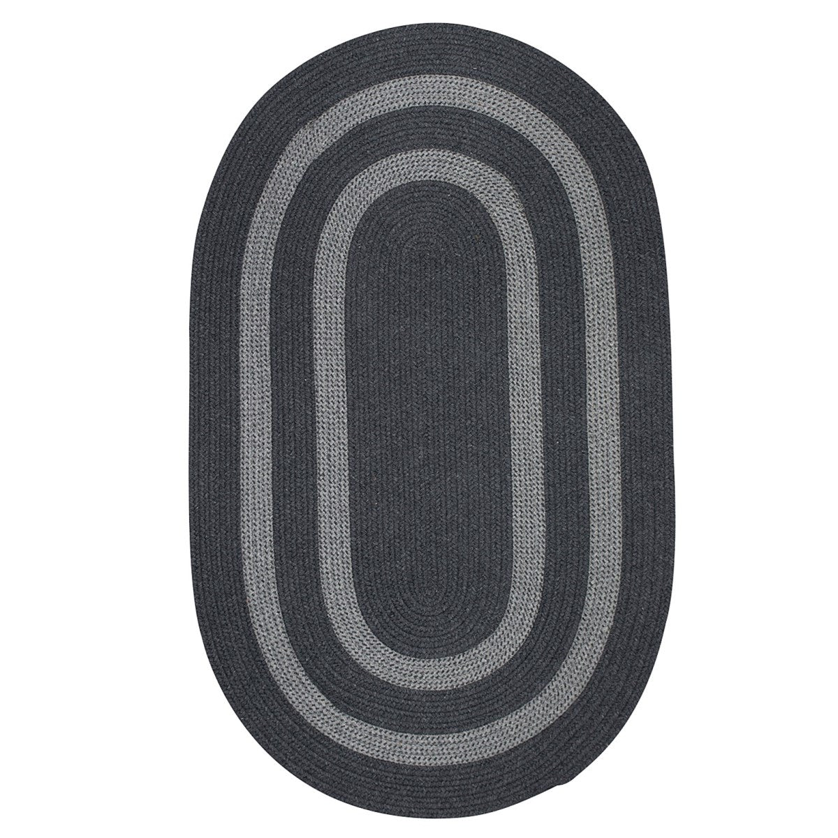 Graywood Charcoal Outdoor Braided Oval Rugs