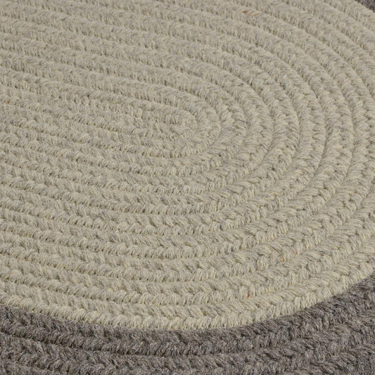 Hudson Light Gray Wool Braided Oval Rugs