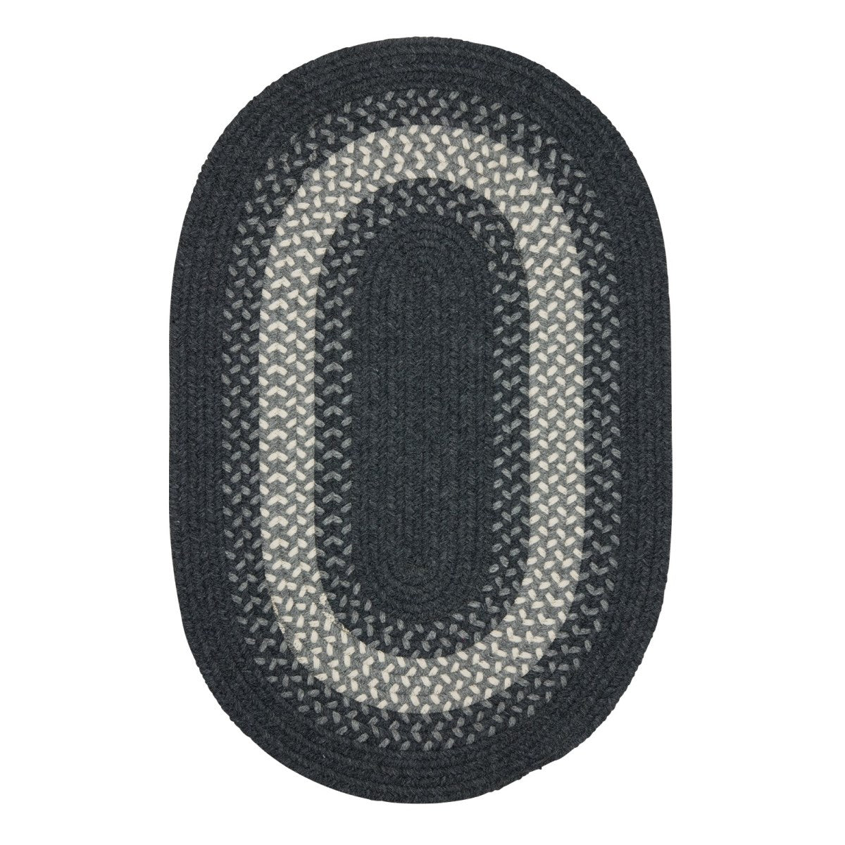 North Ridge Charcoal Outdoor Braided Oval Rugs