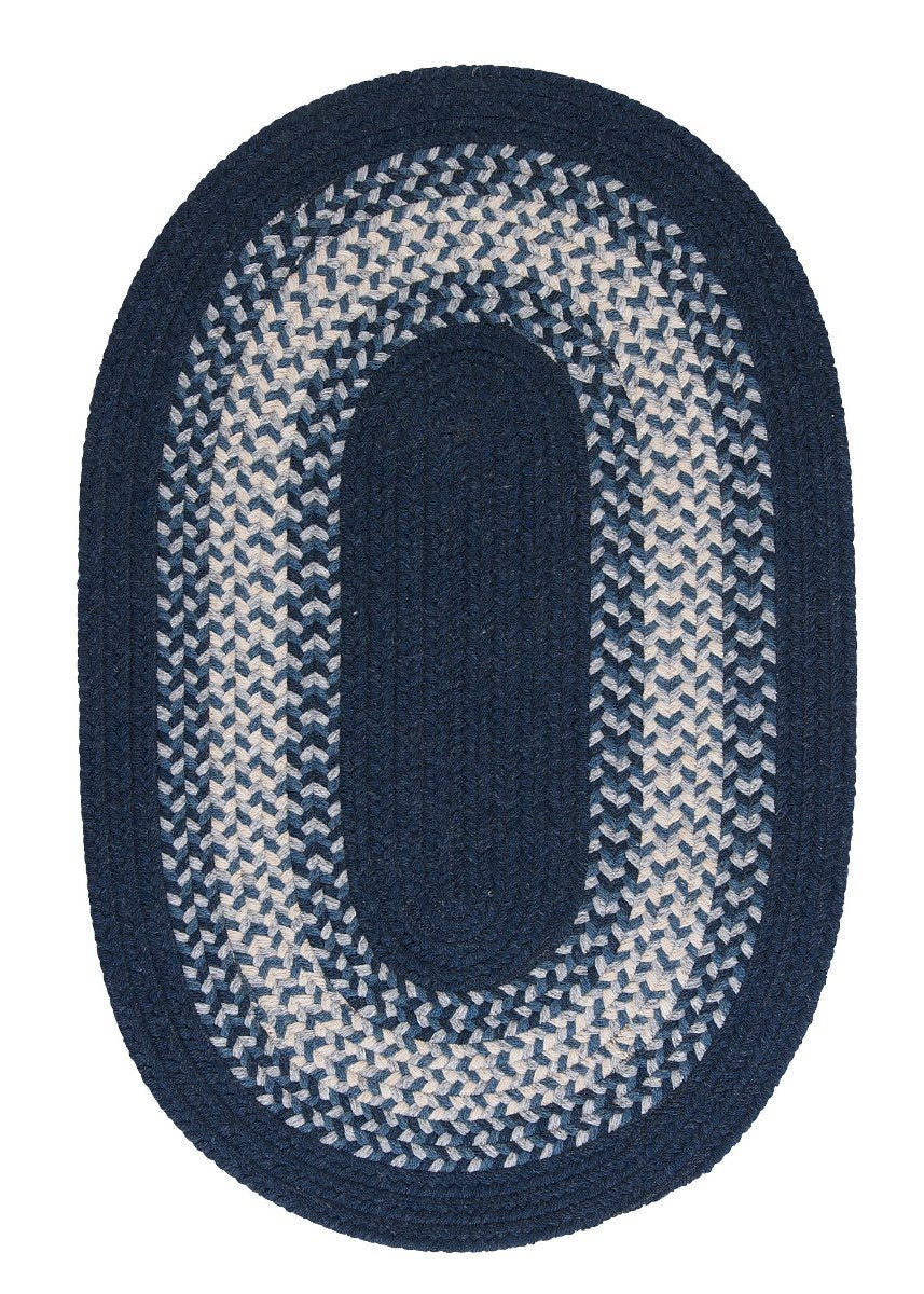 North Ridge Navy Outdoor Braided Oval Rugs