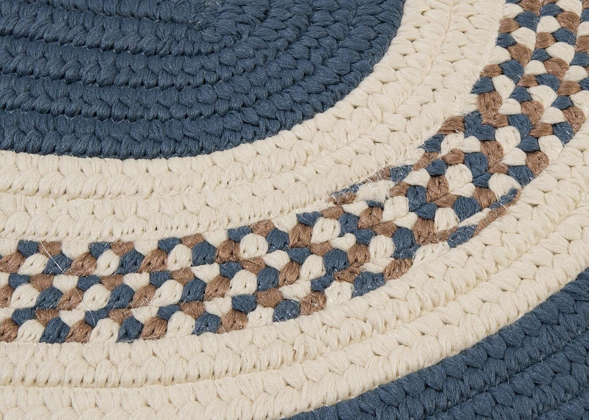 Crescent Lake Blue Outdoor Braided Oval Rugs