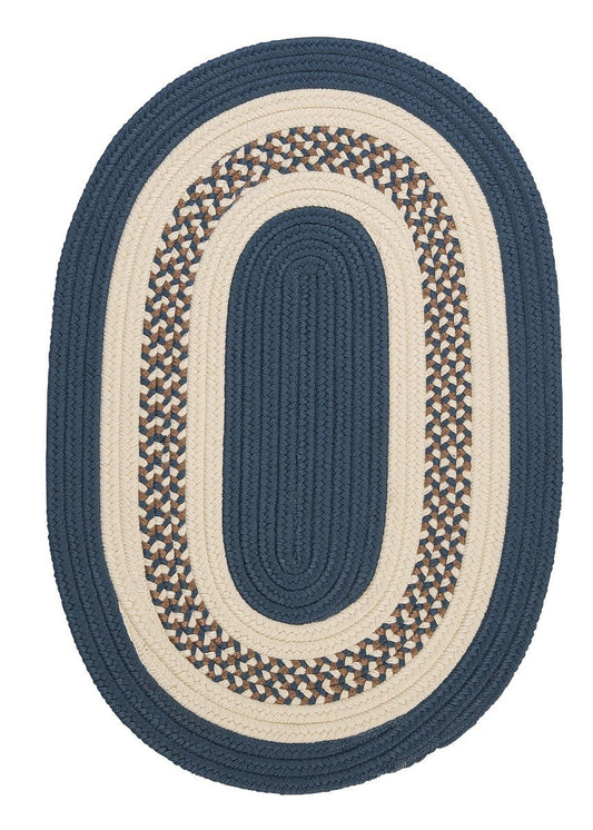 Crescent Lake Blue Outdoor Braided Oval Rugs