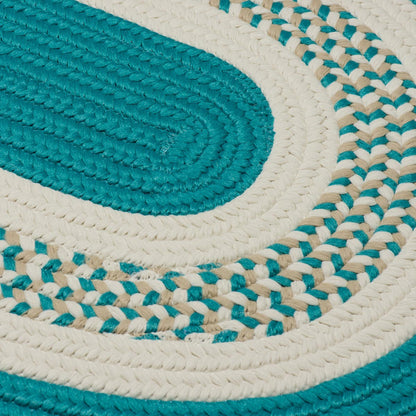 Crescent Teal Outdoor Braided Oval Rugs