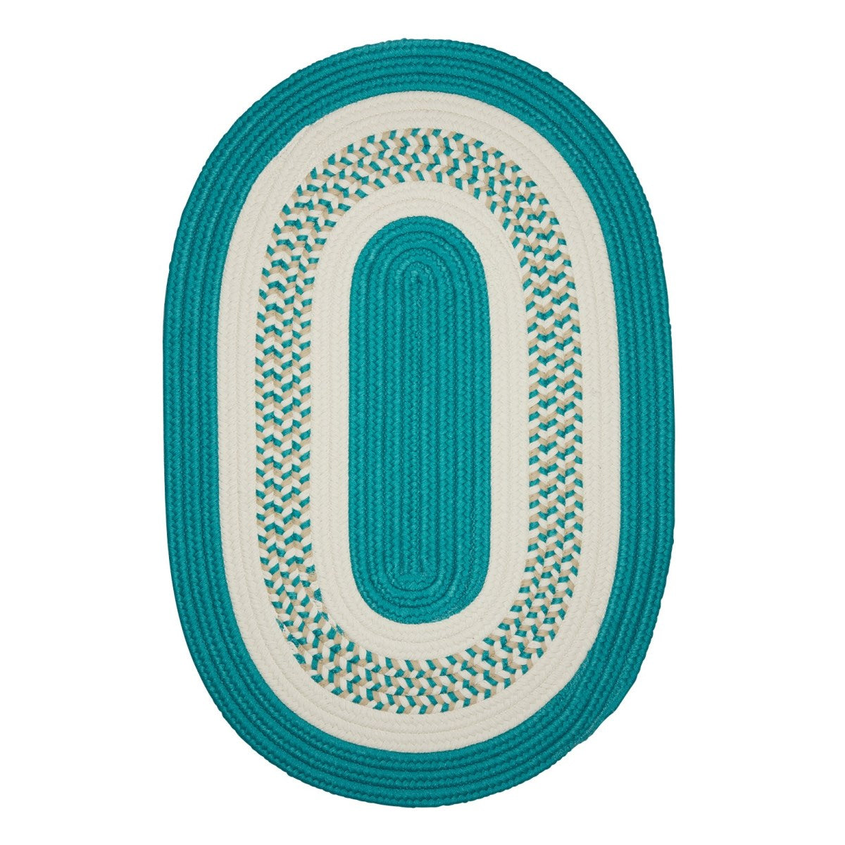 Crescent Teal Outdoor Braided Oval Rugs