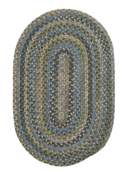 Rustica Whipple Blue Wool Braided Oval Rugs