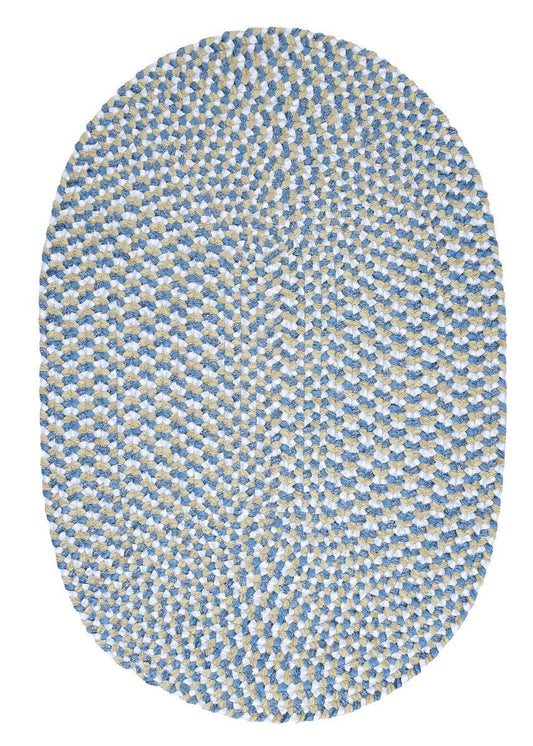 Confetti Blue Outdoor Braided Oval Rugs