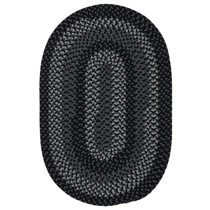 Walden Black-Charcoal Wool Braided Oval Rugs