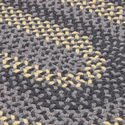 Walden Charcoal-Yellow Wool Braided Oval Rugs