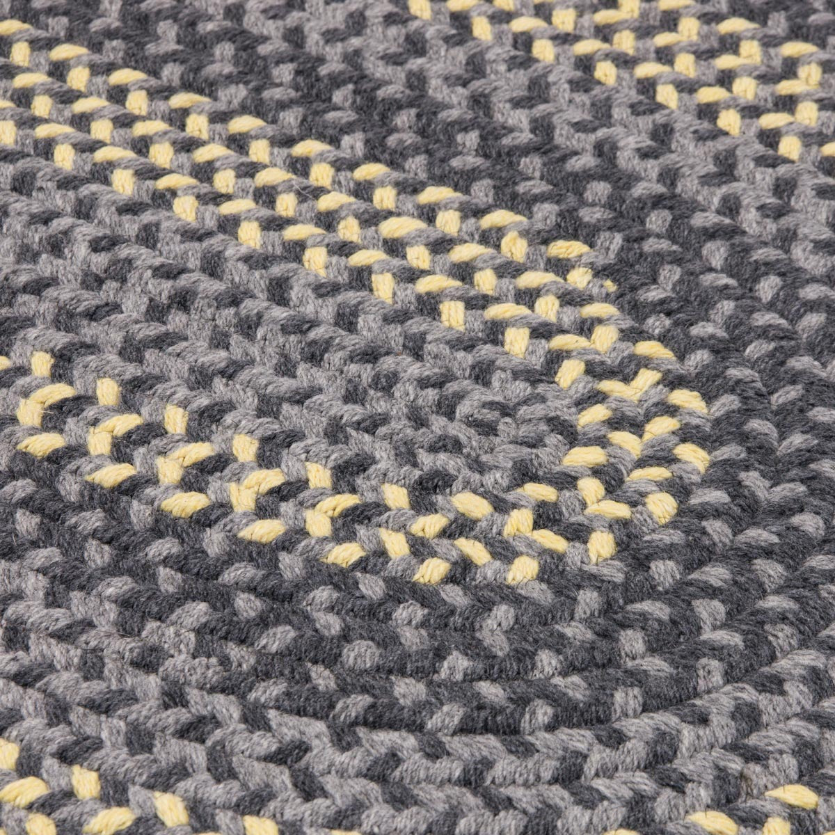 Walden Charcoal-Yellow Wool Braided Oval Rugs –