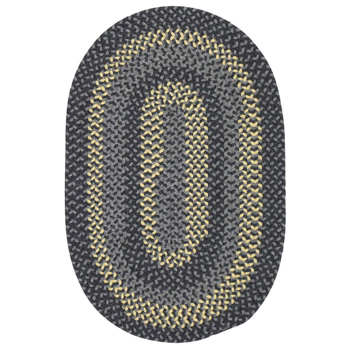 Walden Charcoal-Yellow Wool Braided Oval Rugs –