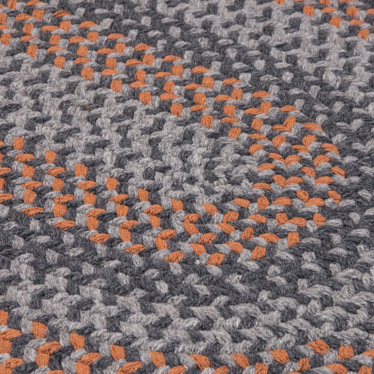 Walden Charcoal-Orange Wool Braided Oval Rugs