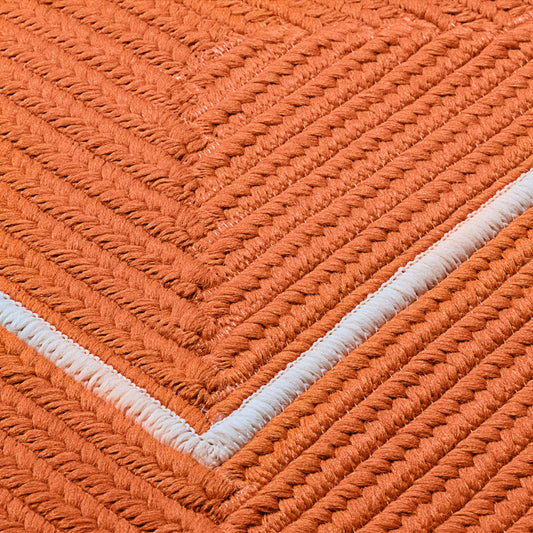 Doodle Edge Orange Outdoor Braided Rectangular Rugs