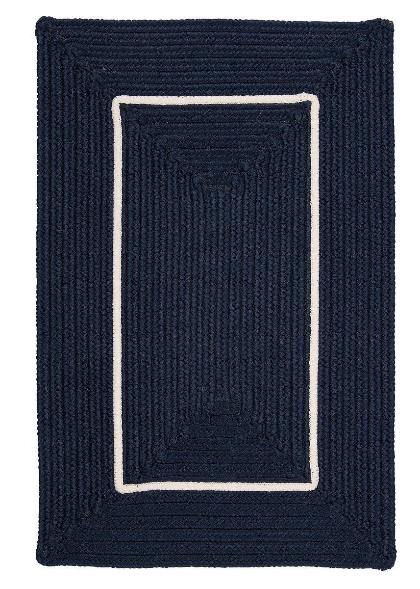 Doodle Edge Navy Outdoor Braided Rectangular Rugs