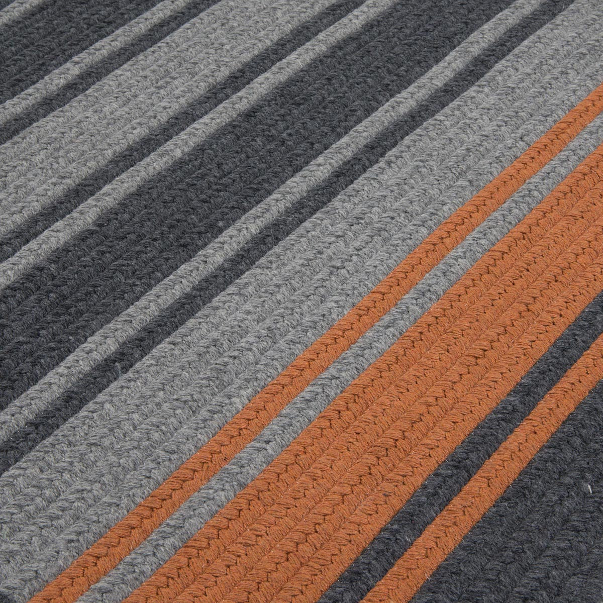 Frazada Stripe Charcoal -Orange Outdoor Braided Rectangular Rugs