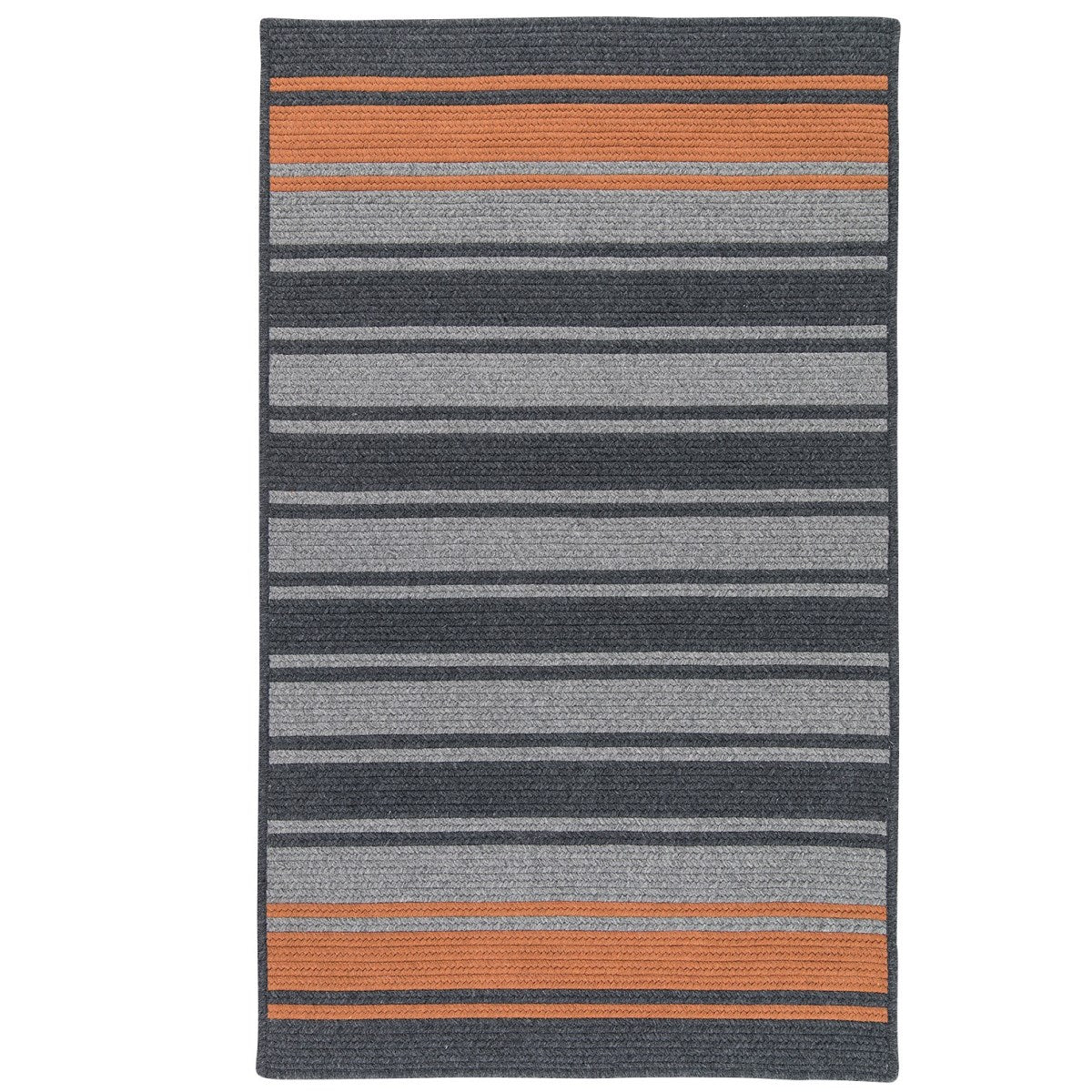 Frazada Stripe Charcoal -Orange Outdoor Braided Rectangular Rugs