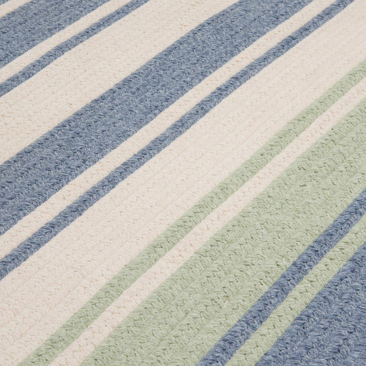 Frazada Stripe Light Blue-Mint Outdoor Braided Rectangular Rugs