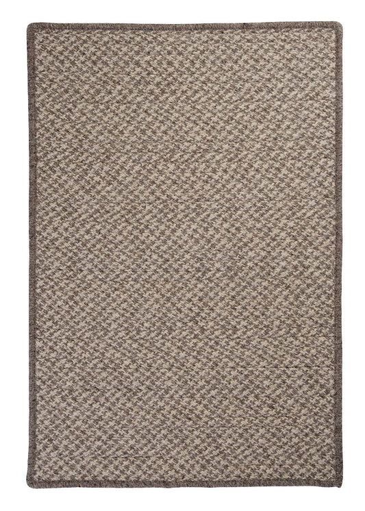 Natural Wool Houndstooth Latte Wool Braided Rectangular Rugs