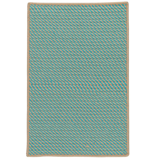 Point Prim Teal Outdoor Braided Rectangular Rugs