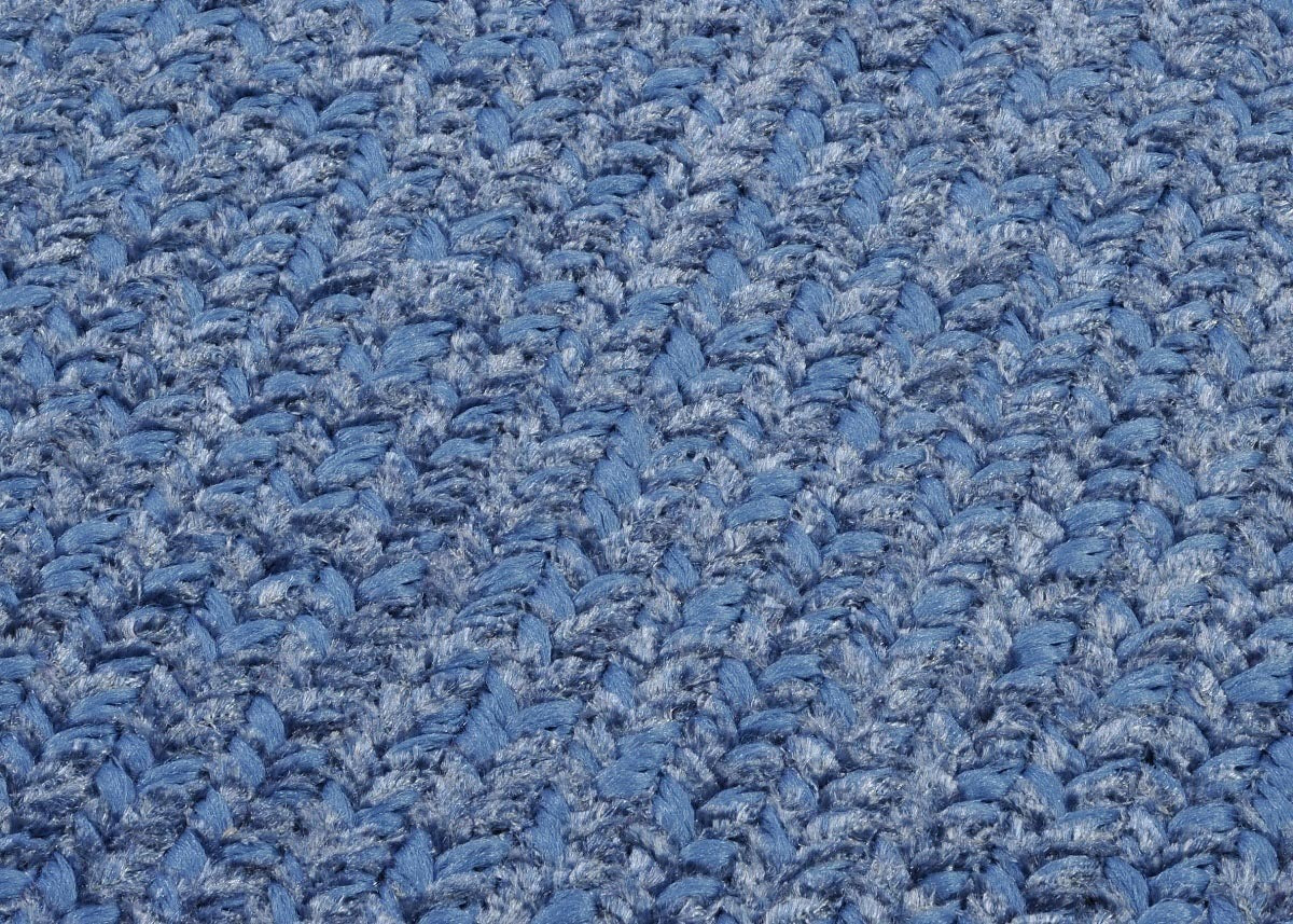 Simple Chenille Petal Blue Outdoor Braided Rectangular Rugs