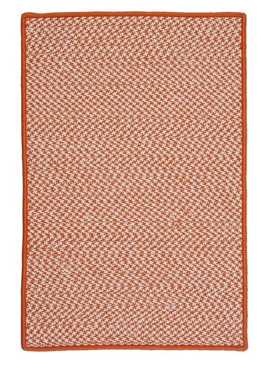 Outdoor Houndstooth Tweed Orange Outdoor Braided Rectangular Rugs