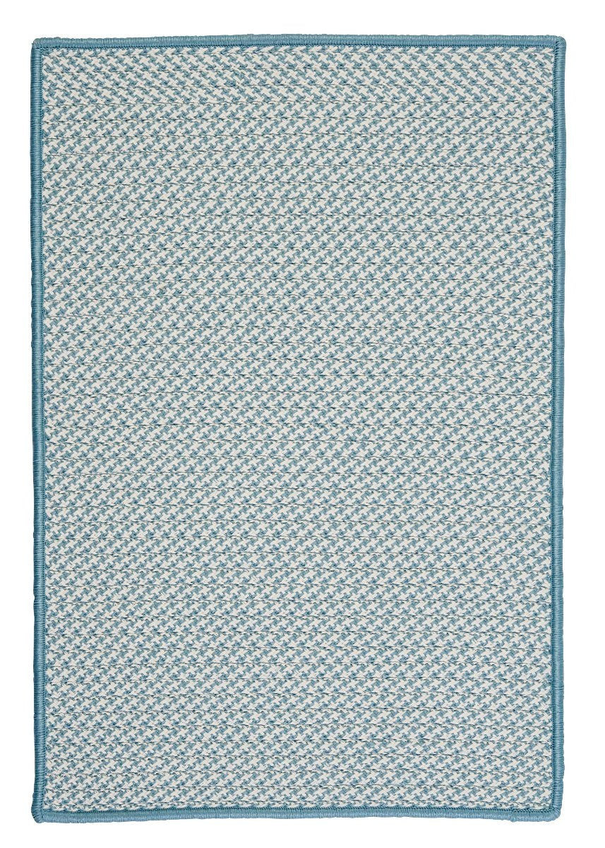 Outdoor Houndstooth Tweed Sea Blue Outdoor Braided Rectangular Rugs