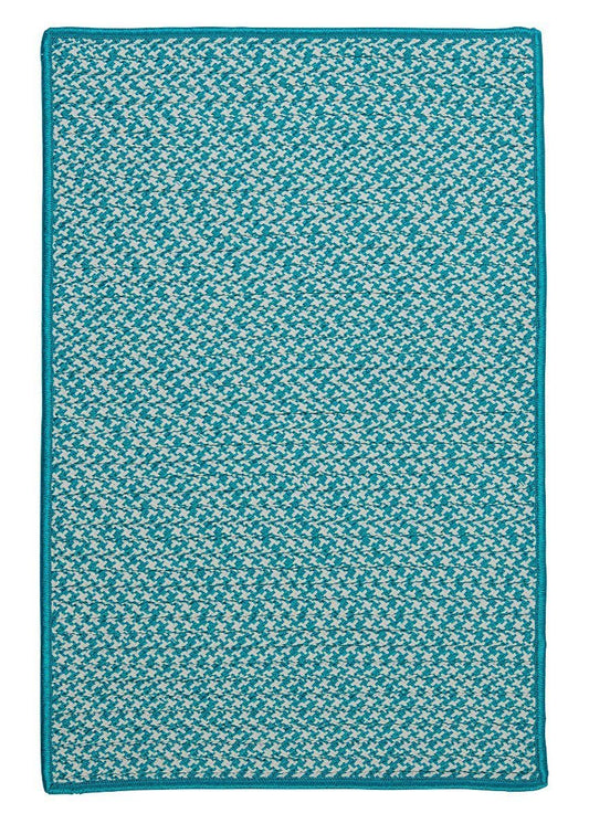 Outdoor Houndstooth Tweed Turquoise Outdoor Braided Rectangular Rugs