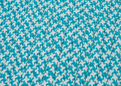 Outdoor Houndstooth Tweed Turquoise Outdoor Braided Rectangular Rugs