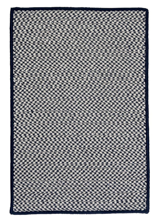 Outdoor Houndstooth Tweed Navy Outdoor Braided Rectangular Rugs