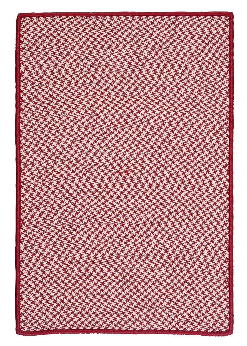 Outdoor Houndstooth Tweed Sangria Outdoor Braided Rectangular Rugs