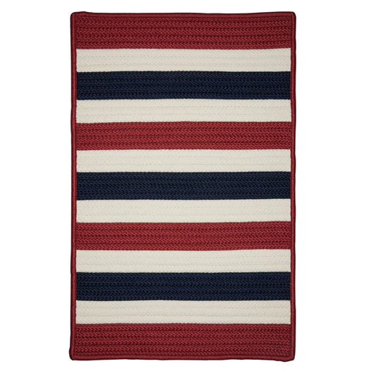 Portico Patriotic Stripe Outdoor Braided Rectangular Rugs