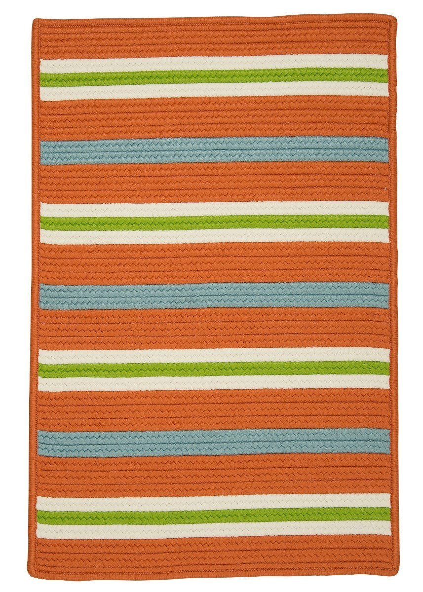 Painter Stripe Tangerine Outdoor Braided Rectangular Rugs
