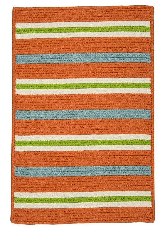 Painter Stripe Tangerine Outdoor Braided Rectangular Rugs