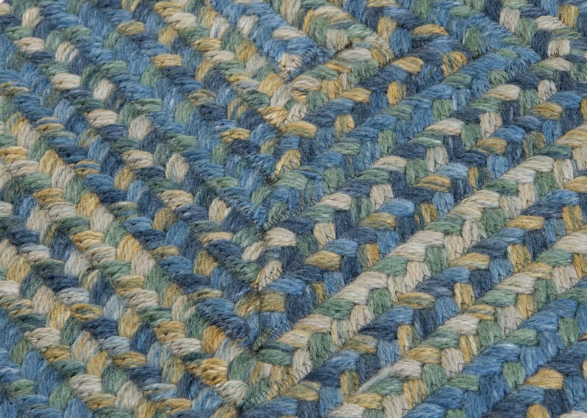 Ridgevale Whipple Blue Wool Braided Rectangular Rugs