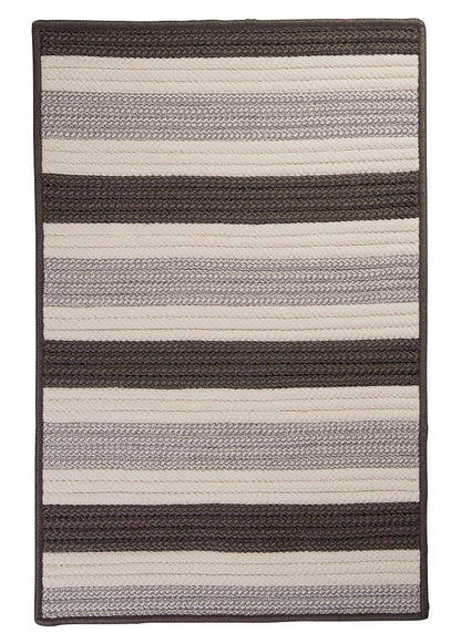 Stripe It Silver Outdoor Braided Rectangular Rugs