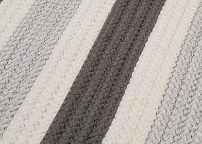 Stripe It Silver Outdoor Braided Rectangular Rugs