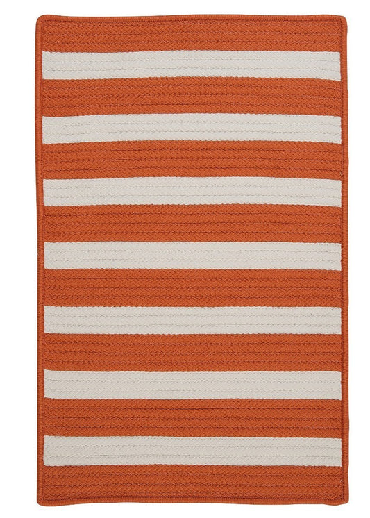 Stripe It Tangerine Outdoor Braided Rectangular Rugs