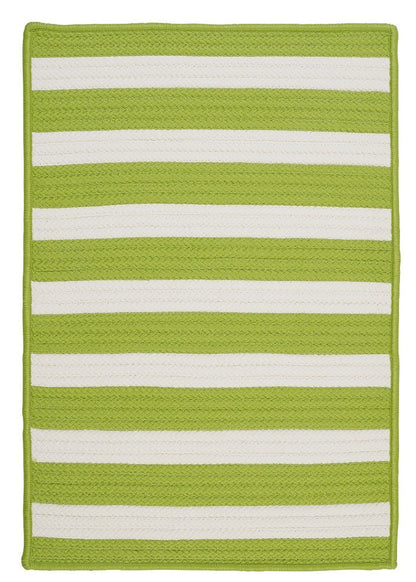 Stripe It Bright Lime Outdoor Braided Rectangular Rugs