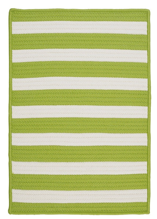 Stripe It Bright Lime Outdoor Braided Rectangular Rugs
