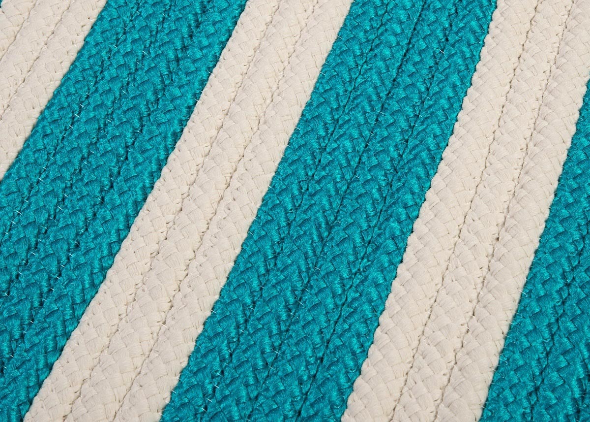 Stripe It Turquoise Outdoor Braided Rectangular Rugs