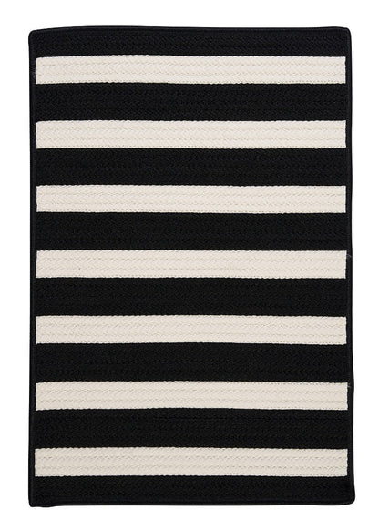Stripe It Black White Outdoor Braided Rectangular Rugs