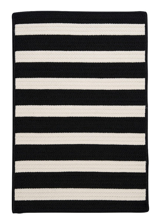 Stripe It Black White Outdoor Braided Rectangular Rugs