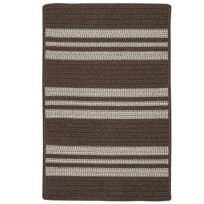 Sunbrella Southport Stripe Mink Outdoor Braided Rectangular Rugs