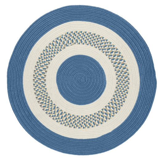 Flowers Bay Blue Outdoor Braided Round Rugs