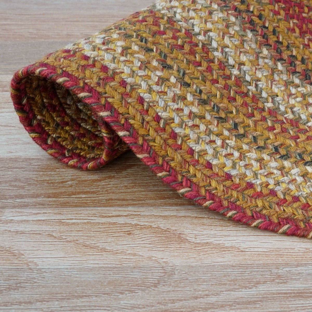 Mustard Seed Red - Green Jute Braided Oval Rugs