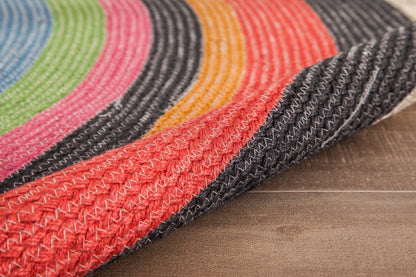 Multi-Color Concentric Round Jute Braided Rug