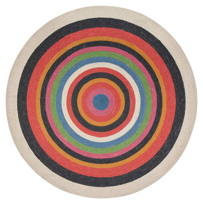 Multi-Color Concentric Round Jute Braided Rug