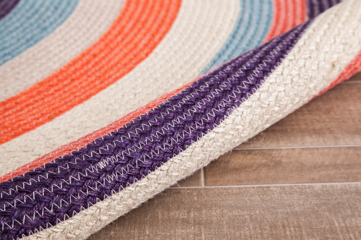 Soft Tone Concentric Round Jute Braided Rug